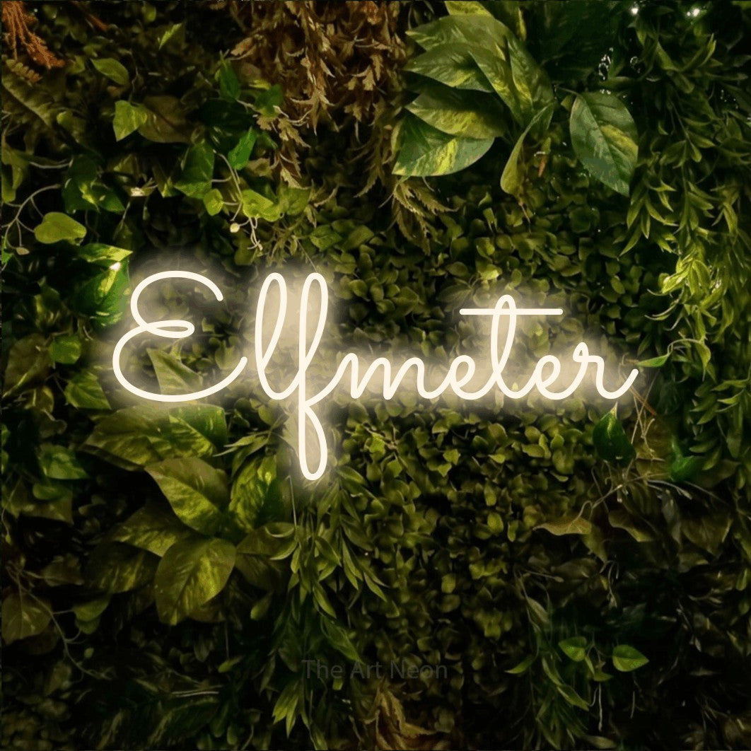 LED neon sign reading “Elfmeter”, arranged in a single line.
