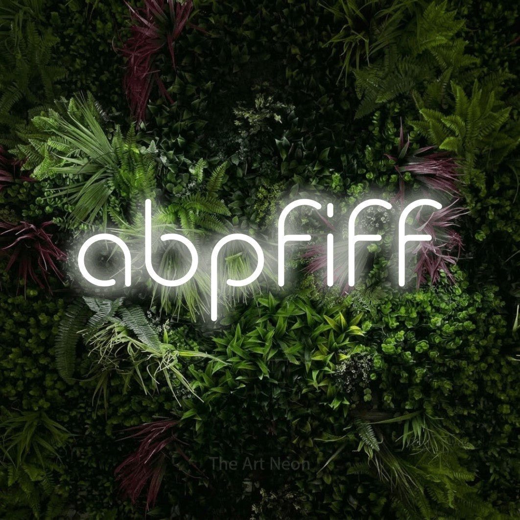 LED neon sign reading “abpfiff”, arranged in a single line.