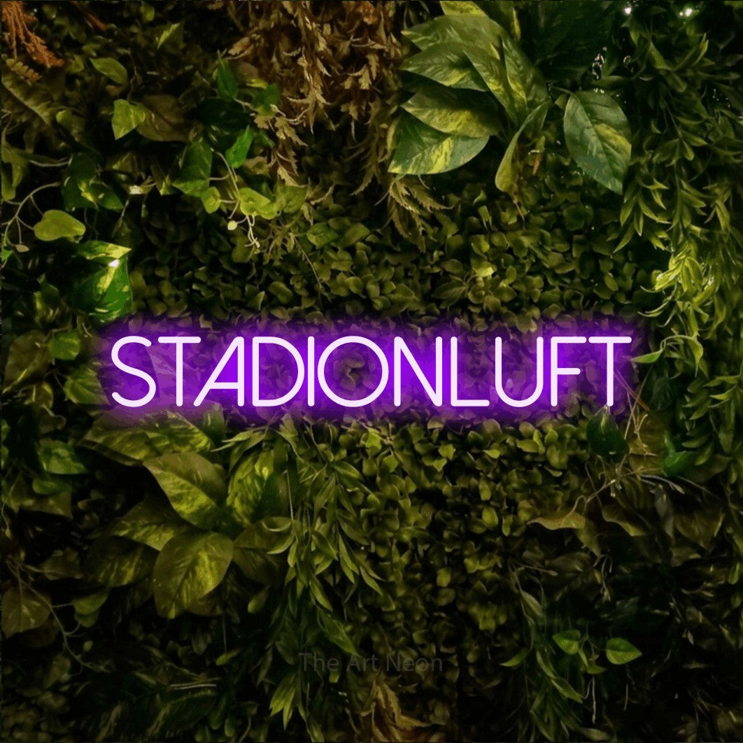 LED neon sign reading “STADIONLUFT”, arranged in a single line.