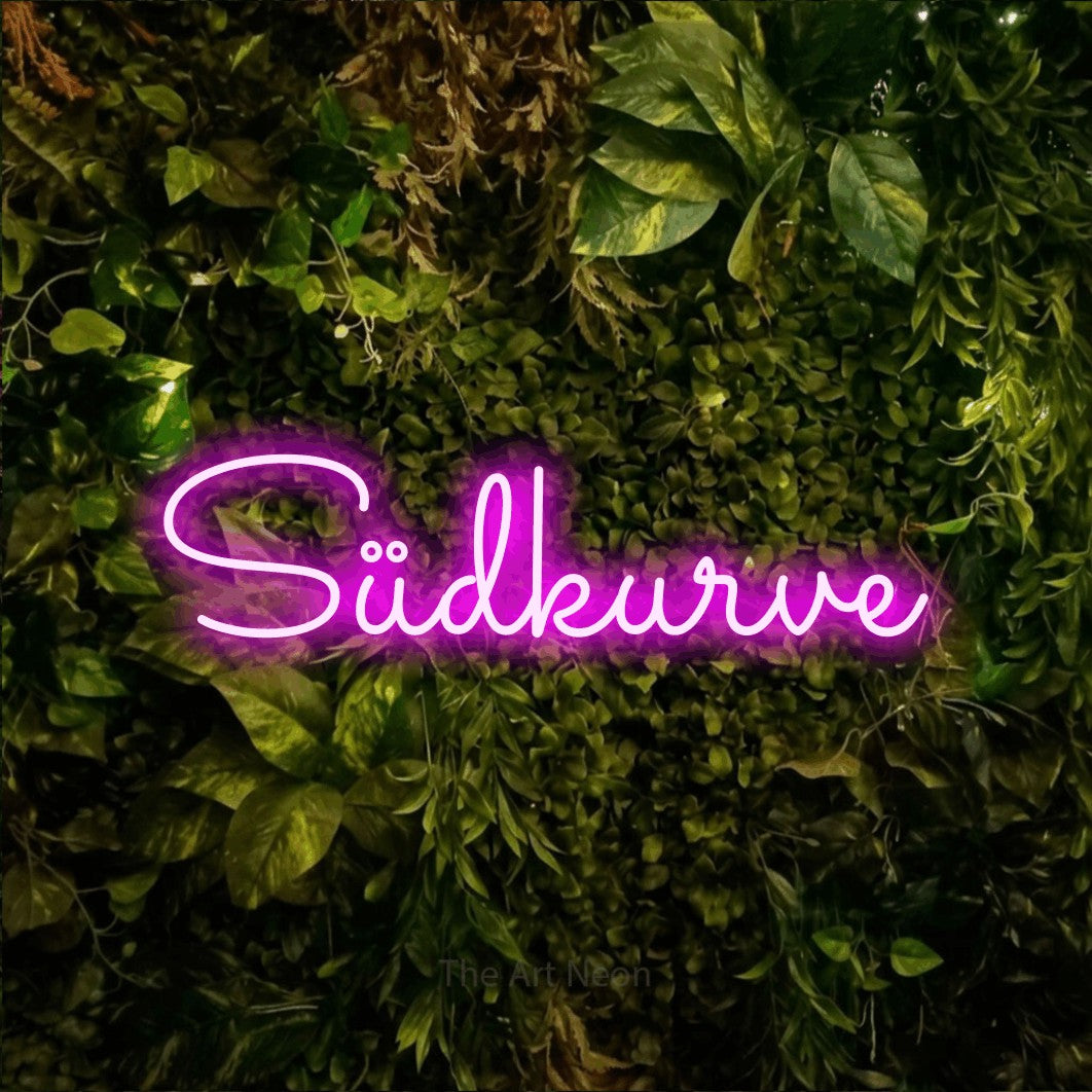 LED neon sign reading “Südkurve”, arranged in a single line.