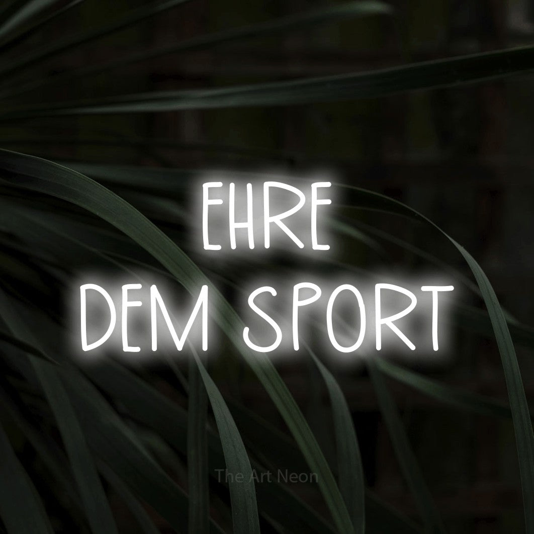 LED neon sign reading “EHRE DEM SPORT”, arranged in 2 lines.