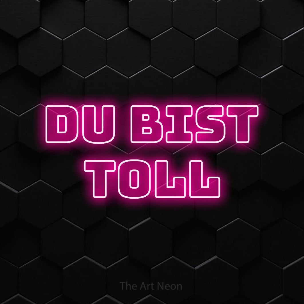 LED neon sign reading “DU BIST TOLL”, arranged in 2 lines.