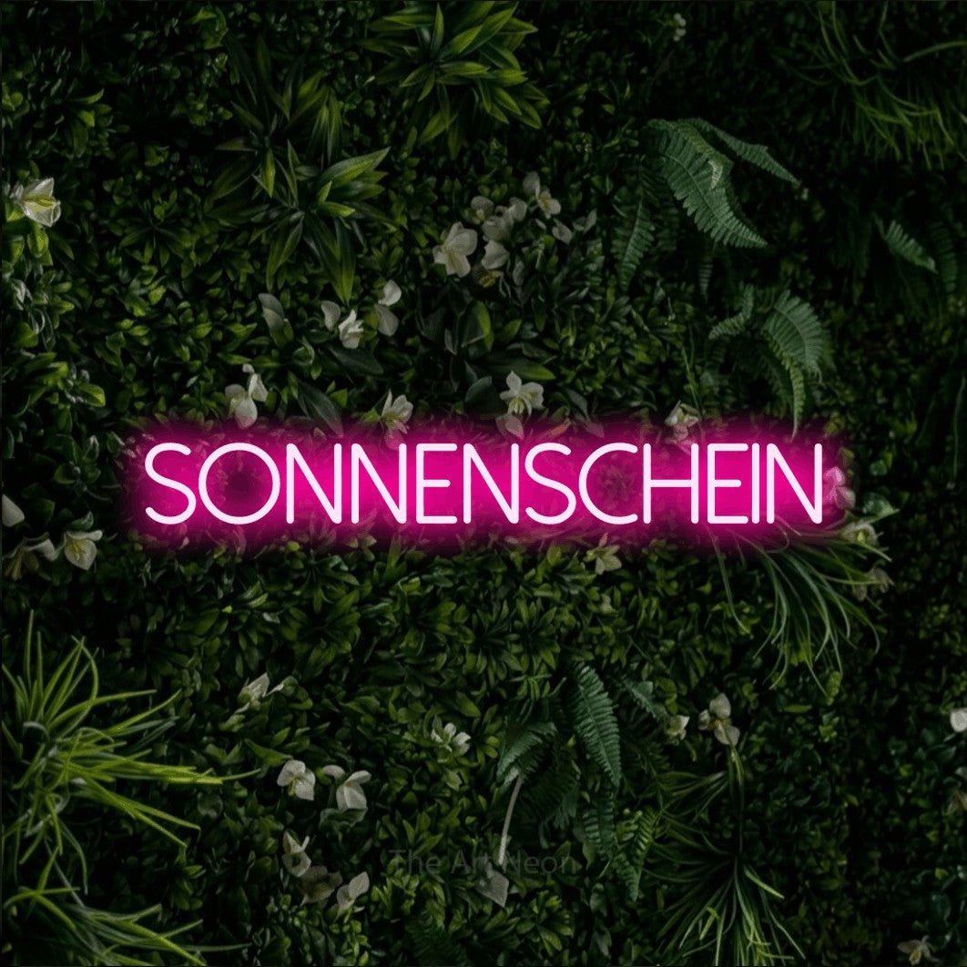 LED neon sign reading “SONNENSCHEIN”, arranged in a single line.