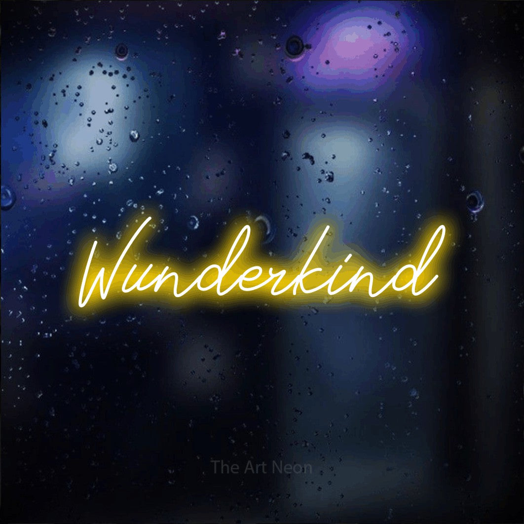 LED neon sign reading “Wunderkind”, arranged in a single line.