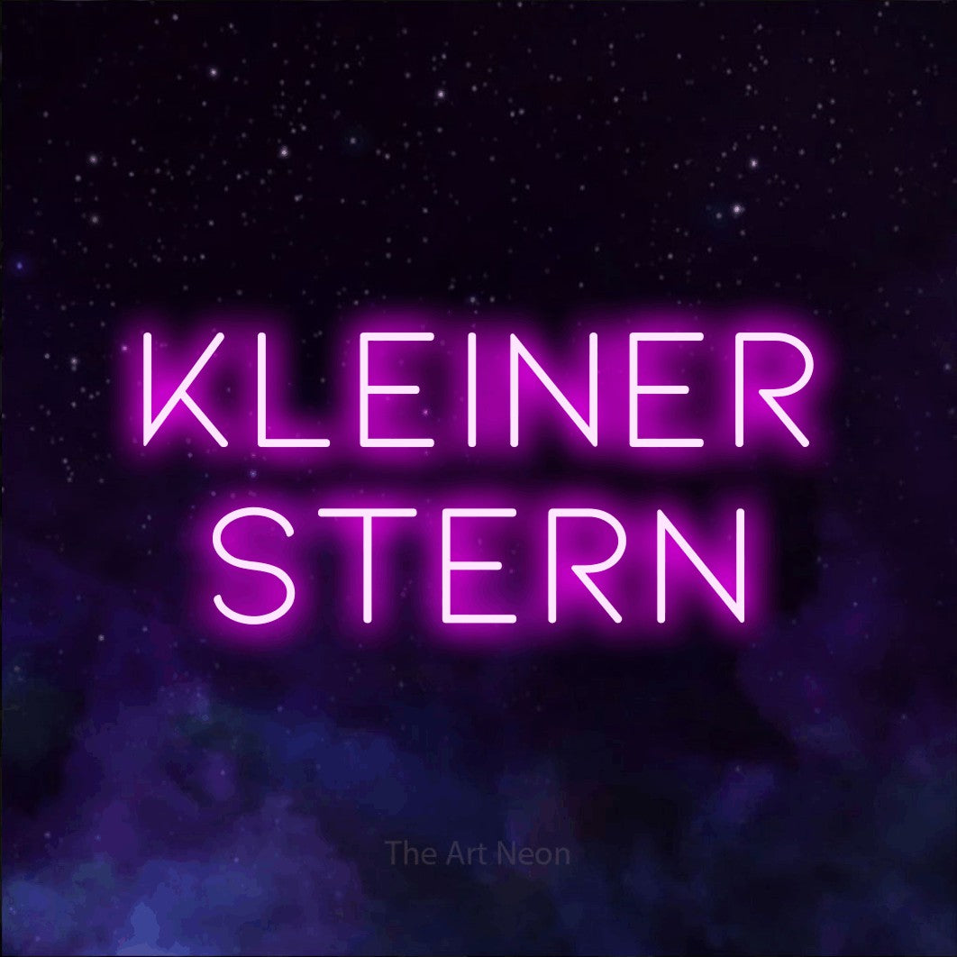 LED neon sign reading “Kleiner Stern”, arranged in 2 lines.