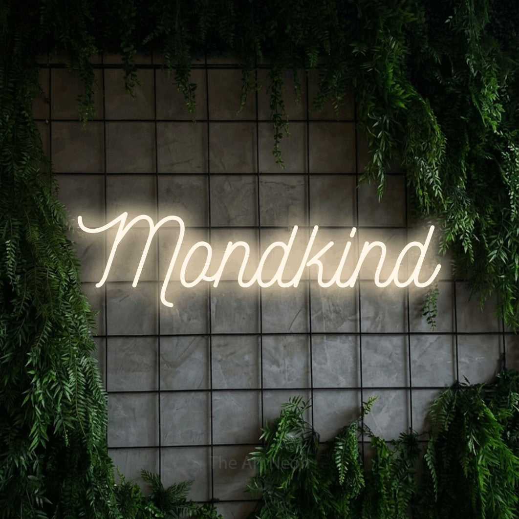 LED neon sign reading “Mondkind”, arranged in a single line.