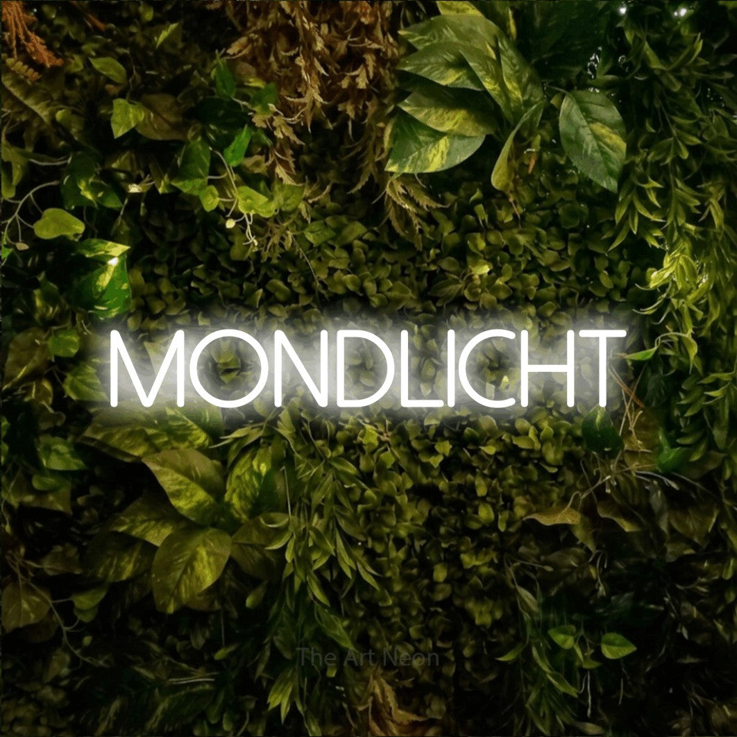 LED neon sign reading “MONDLICHT”, arranged in a single line.