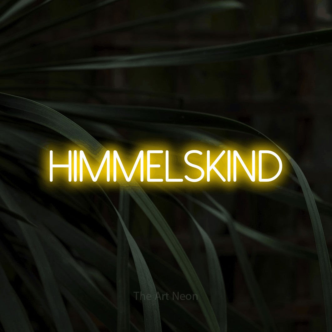LED neon sign reading “HIMMELSKIND”, arranged in a single line.