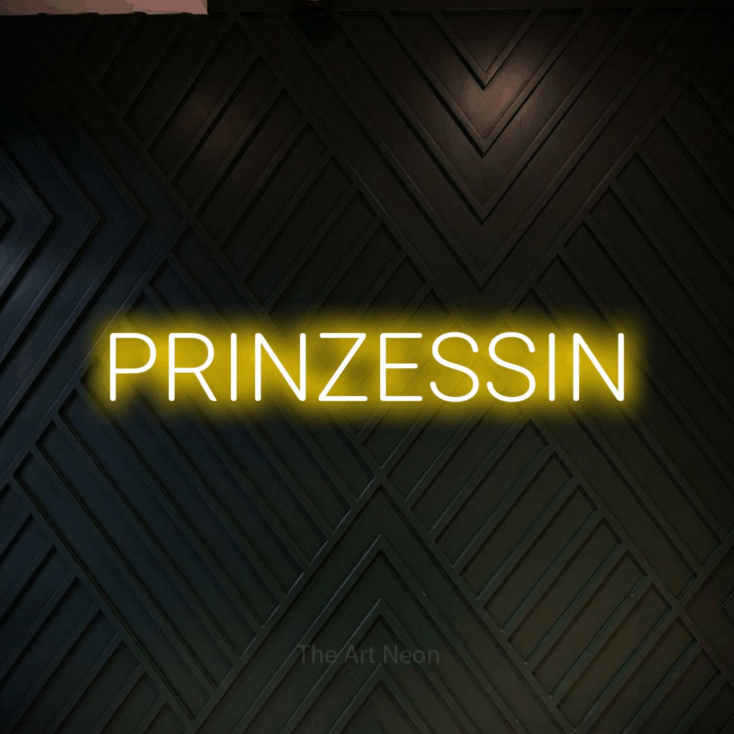 LED neon sign reading “PRINZESSIN”, arranged in a single line.
