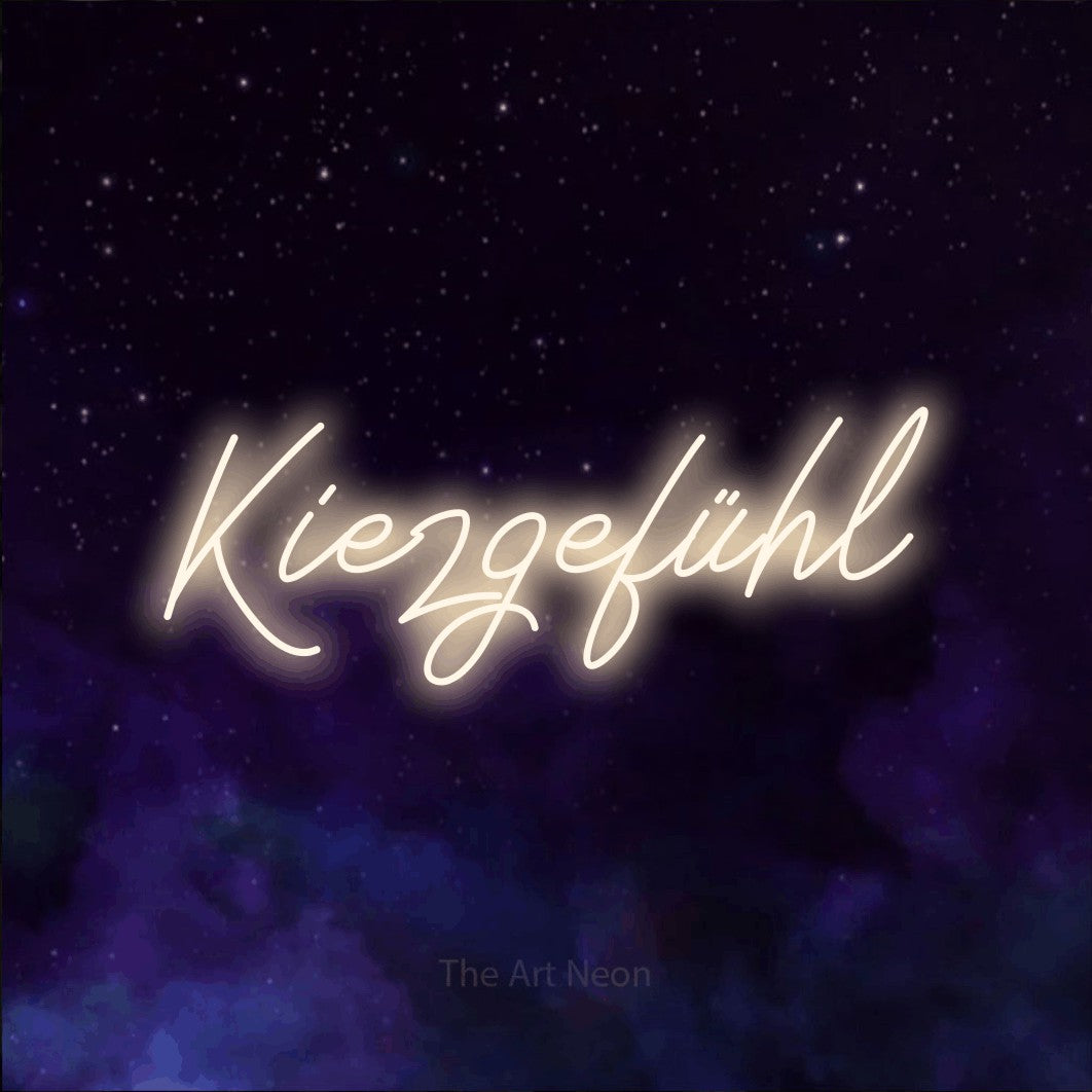 LED neon sign reading “Kiezgefühl”, arranged in a single line.