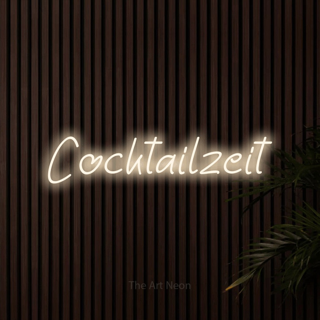 LED neon sign reading “Cocktailzeit”, arranged in a single line.