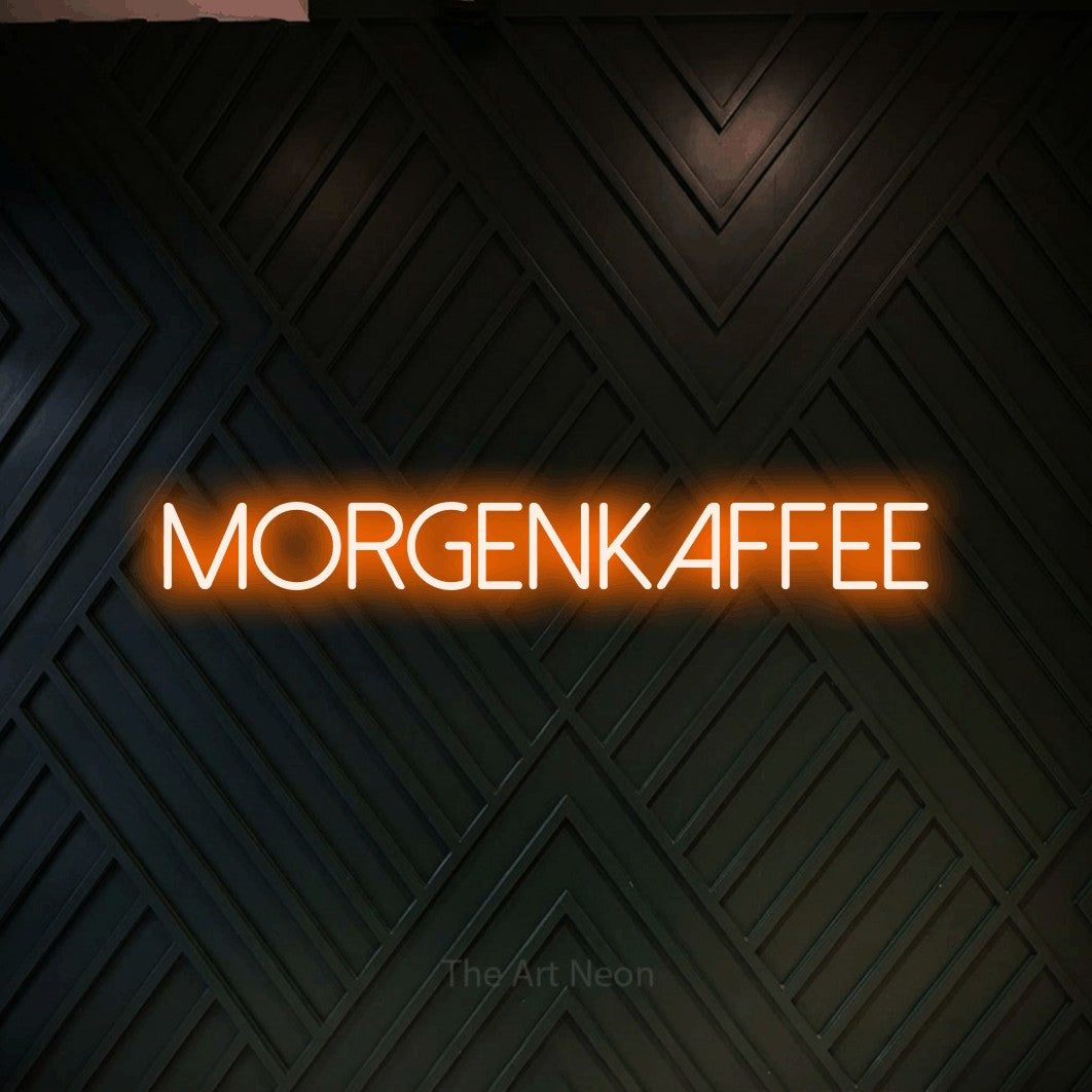 LED neon sign reading “Morgenkaffee”, arranged in a single line.