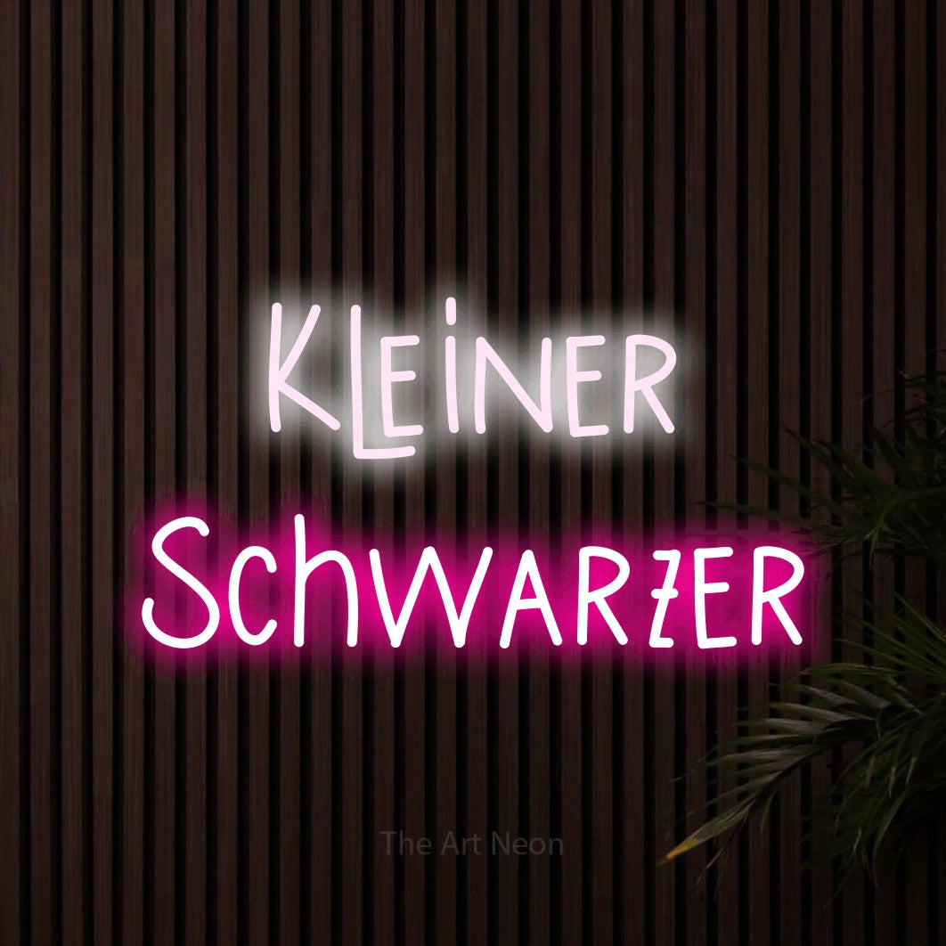 LED neon sign reading “Kleiner Schwarzer”, arranged in 2 lines.
