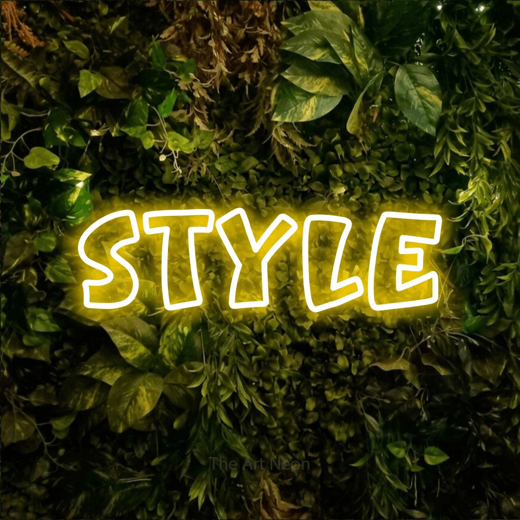 LED neon sign reading “Style”, arranged in a single line.