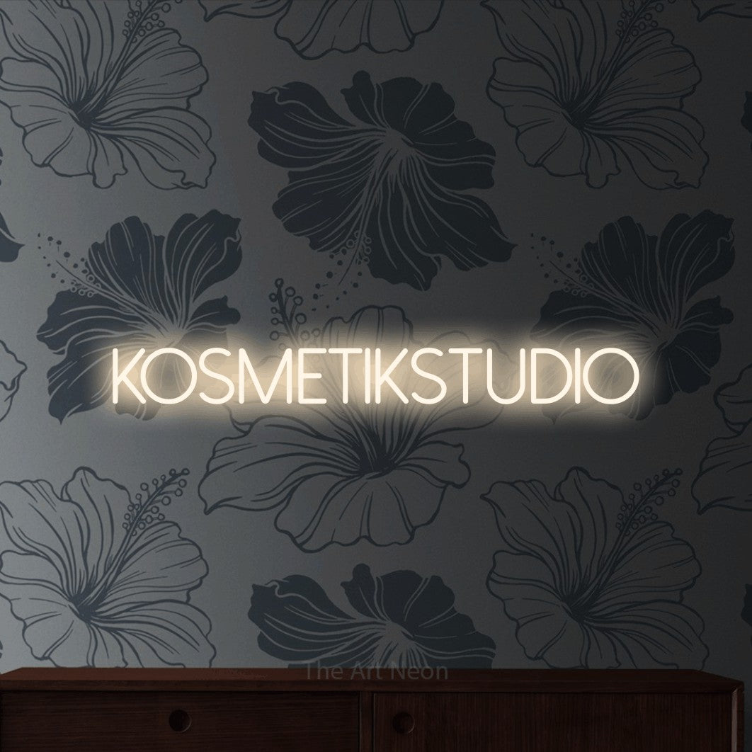 LED neon sign reading “Kosmetikstudio”, arranged in a single line.