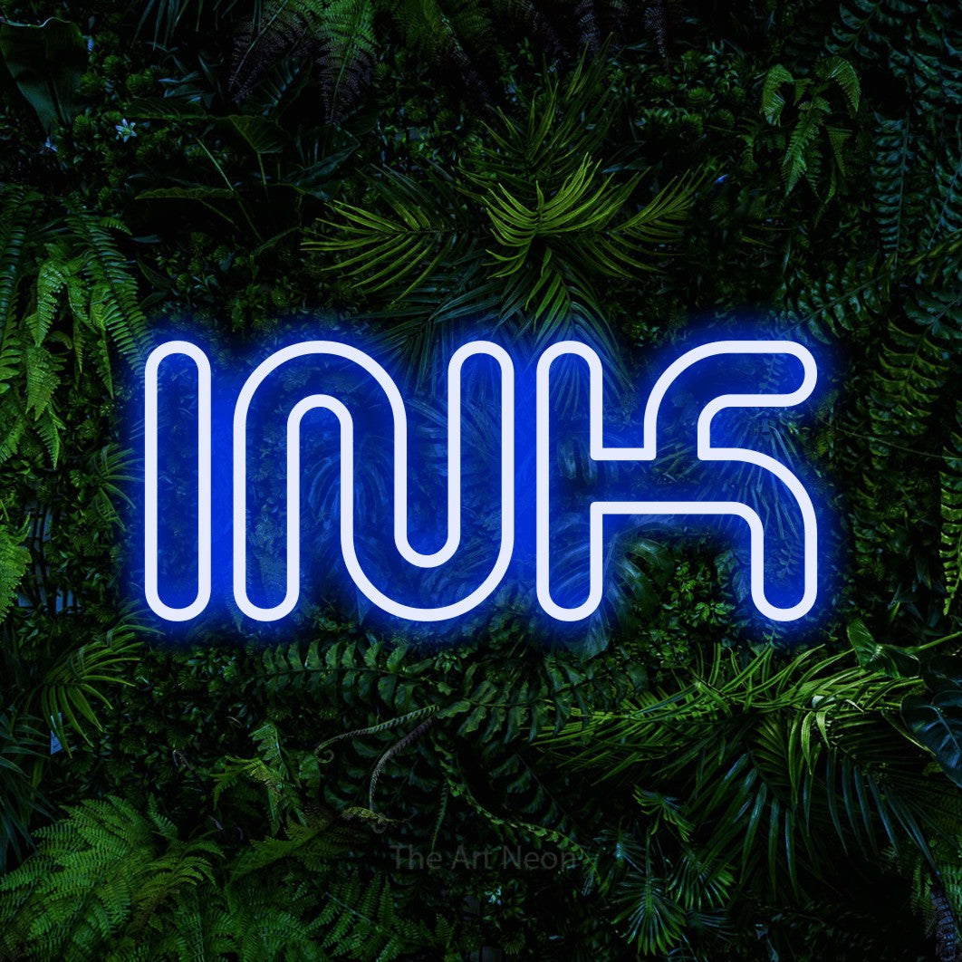 LED neon sign reading “INK”, arranged in a single line.