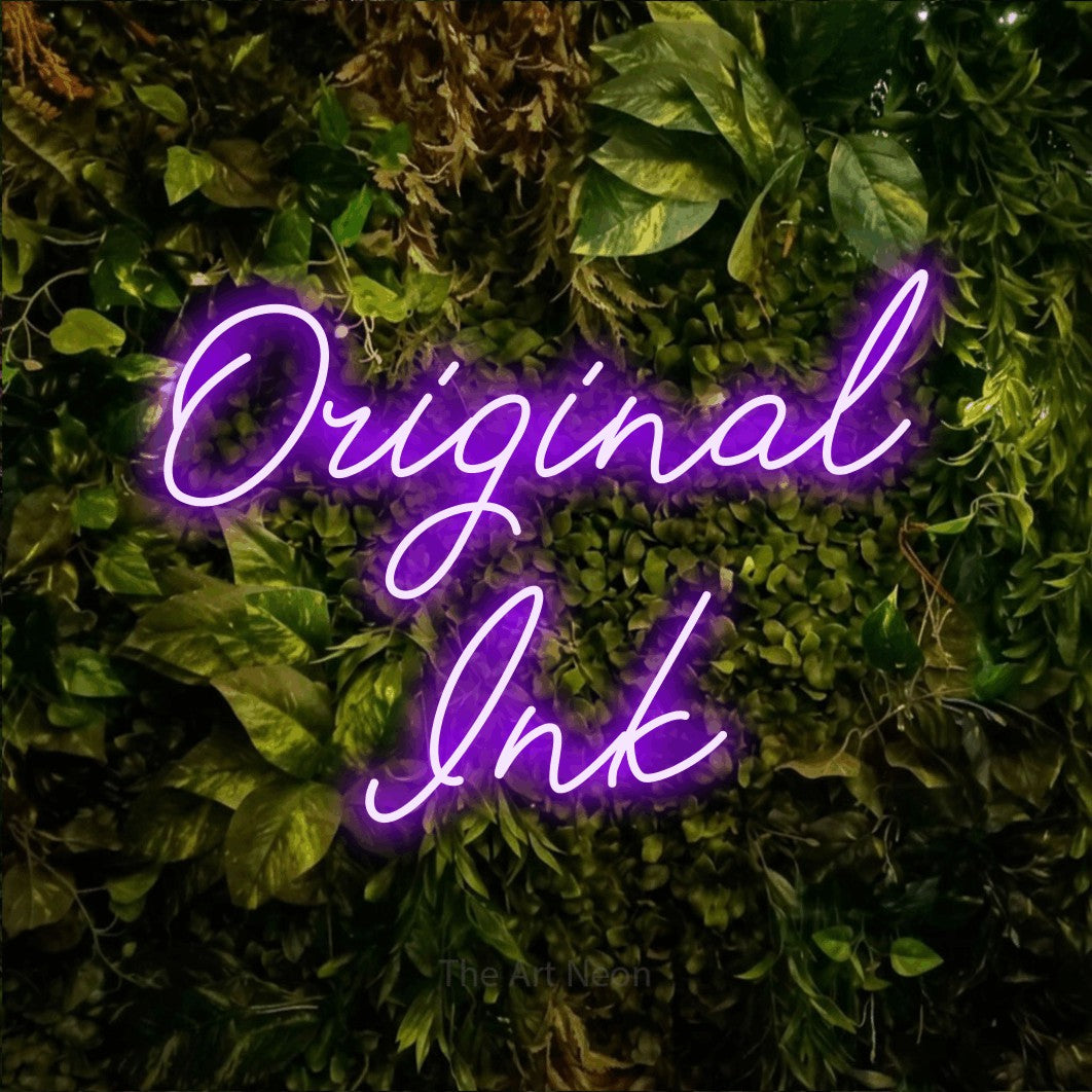 LED neon sign reading “Original Ink”, arranged in 2 lines.