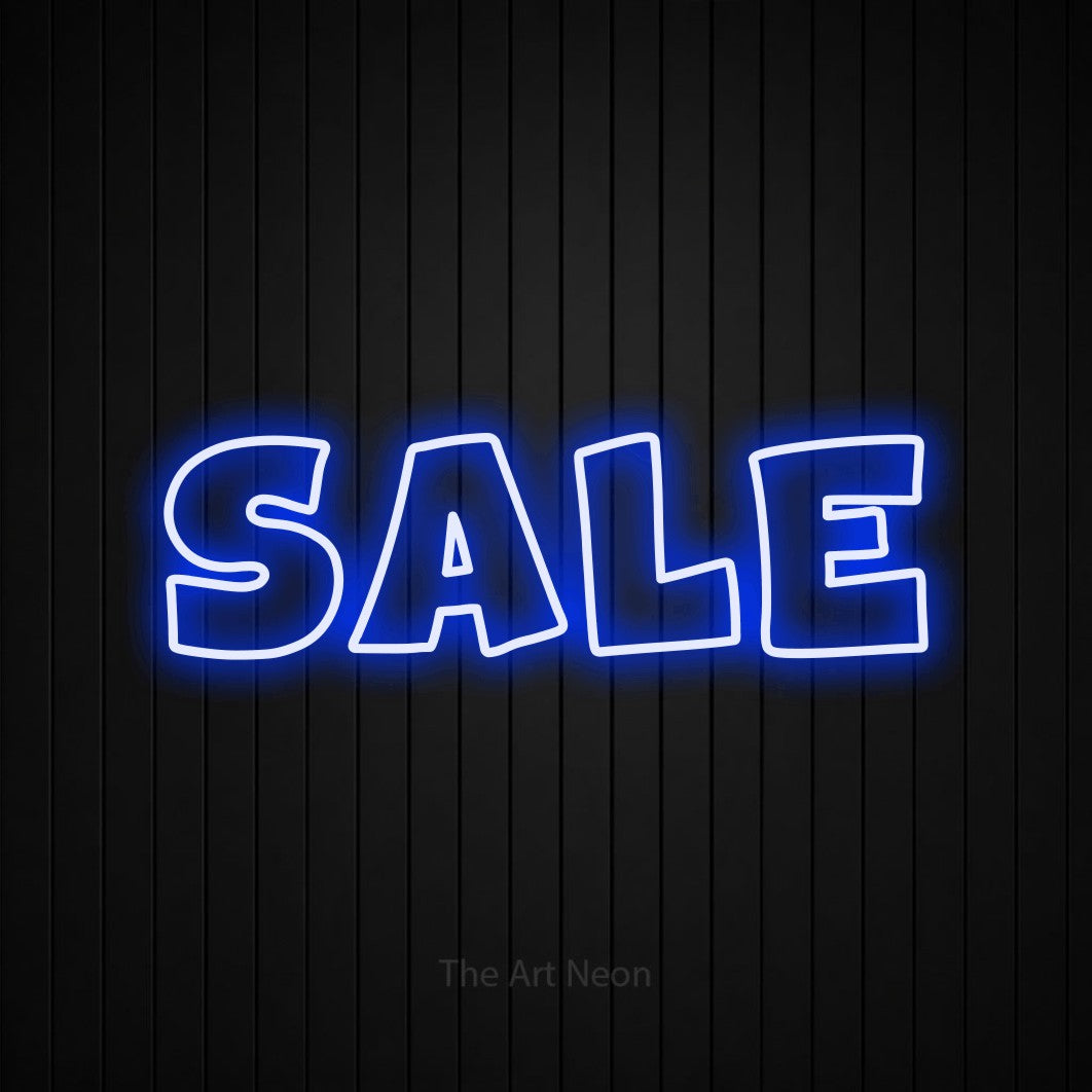 LED neon sign reading “SALE”, arranged in a single line.