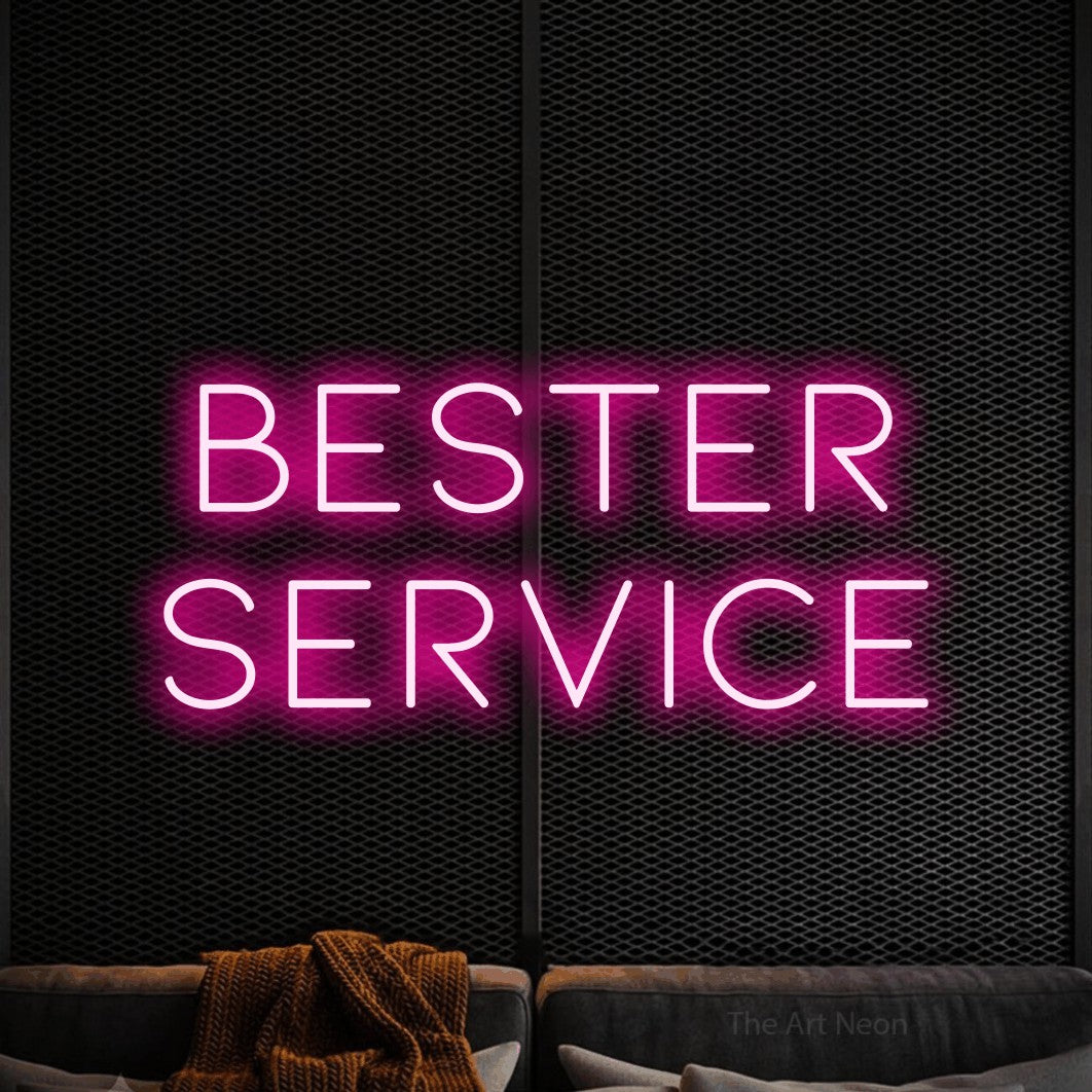 LED neon sign reading “BESTER SERVICE”, arranged in 2 lines.