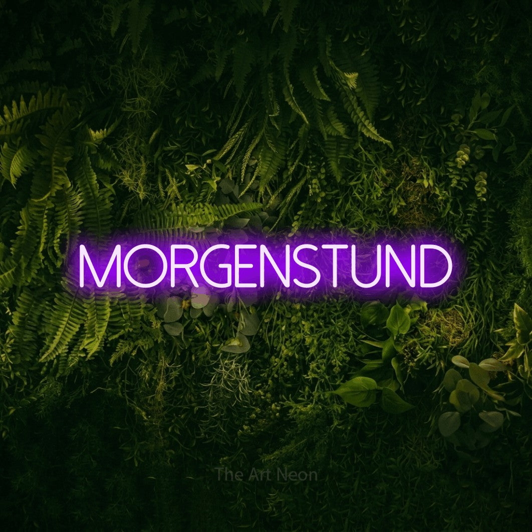 LED neon sign reading “MORGENSTUND”, arranged in a single line.