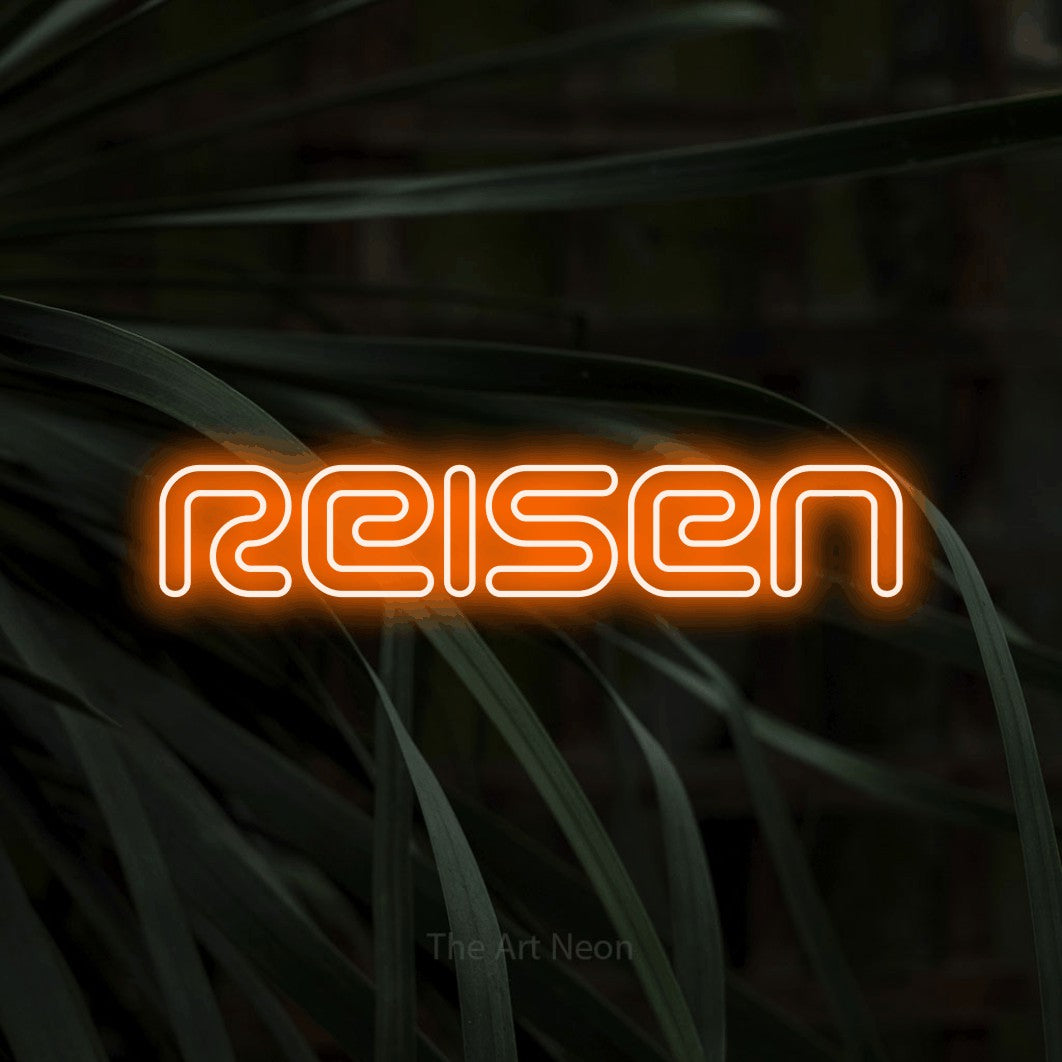 LED neon sign reading “Reisen”, arranged in a single line.