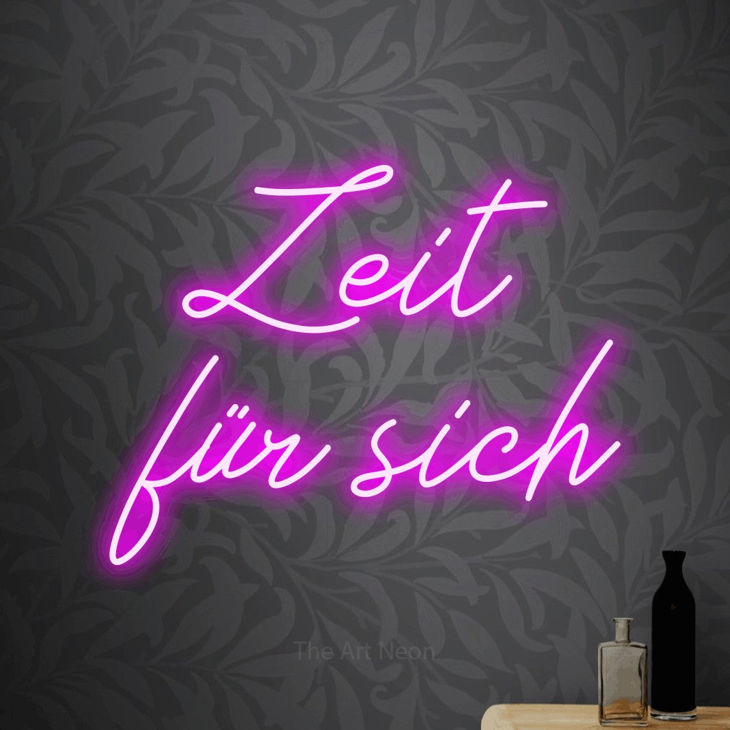 LED neon sign reading “Zeit für sich”, arranged in 2 lines.