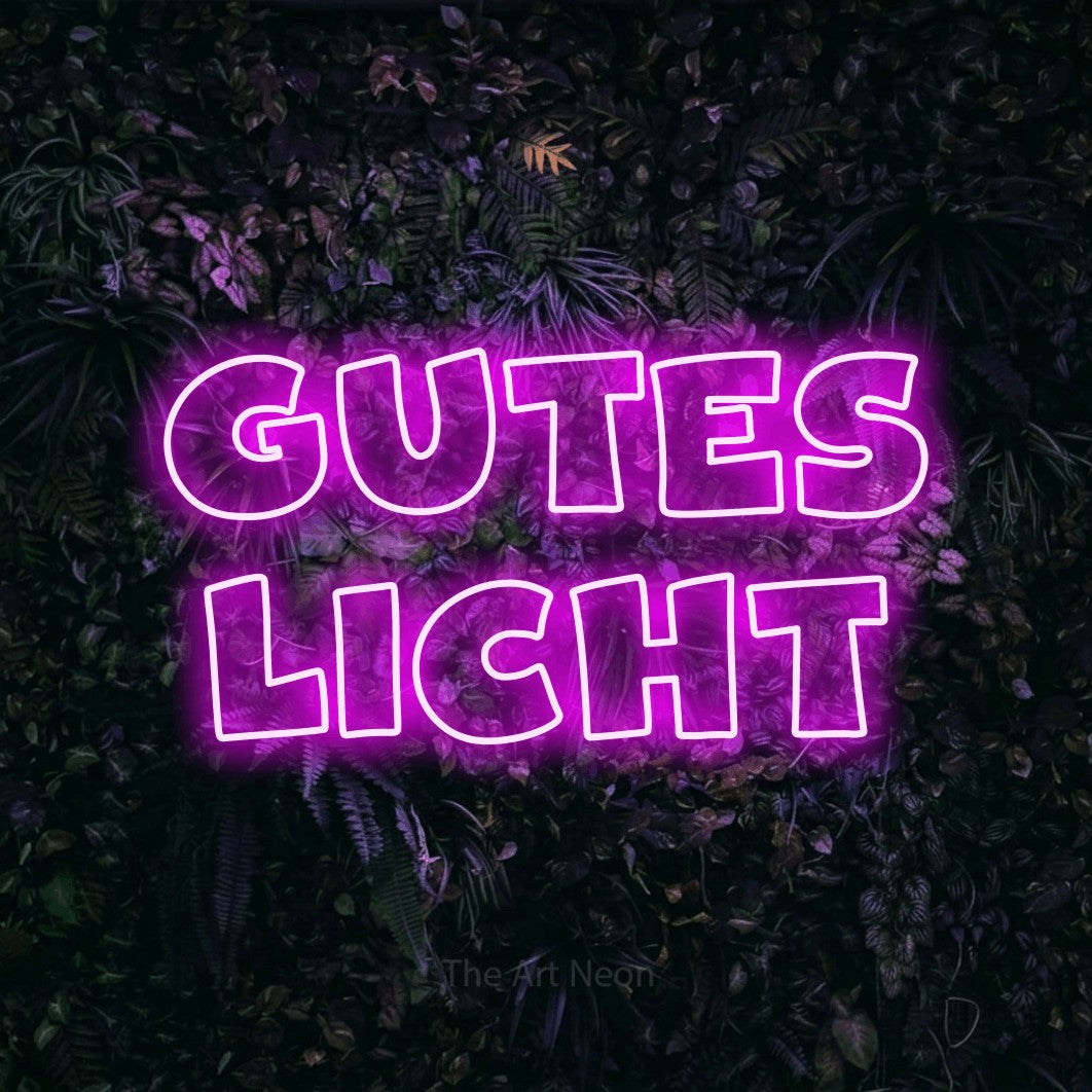 LED neon sign reading “Gutes Licht”, arranged in 2 lines.