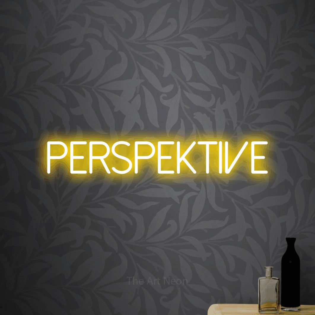 LED neon sign reading “PERSPEKTIVE”, arranged in a single line.