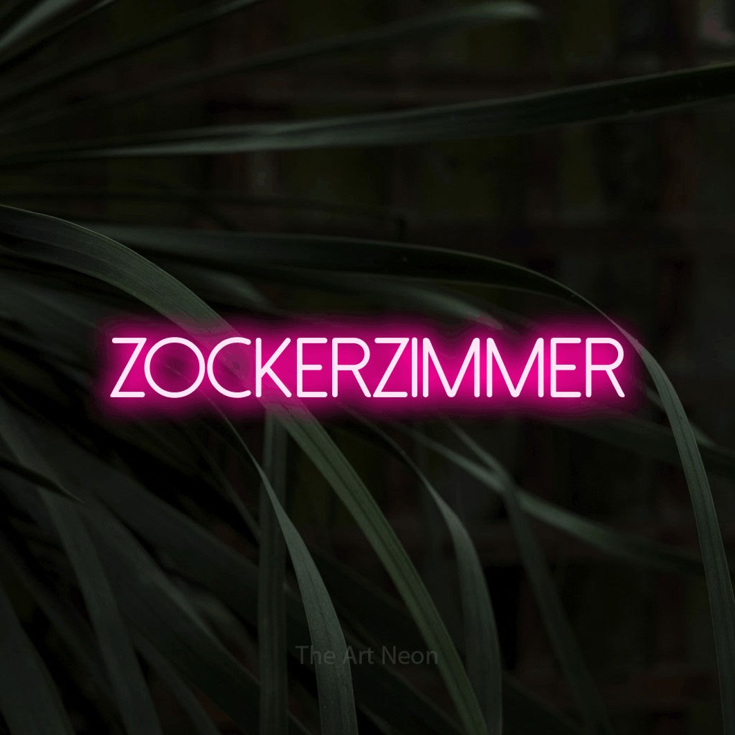 LED neon sign reading “Zockerzimmer”, arranged in a single line.
