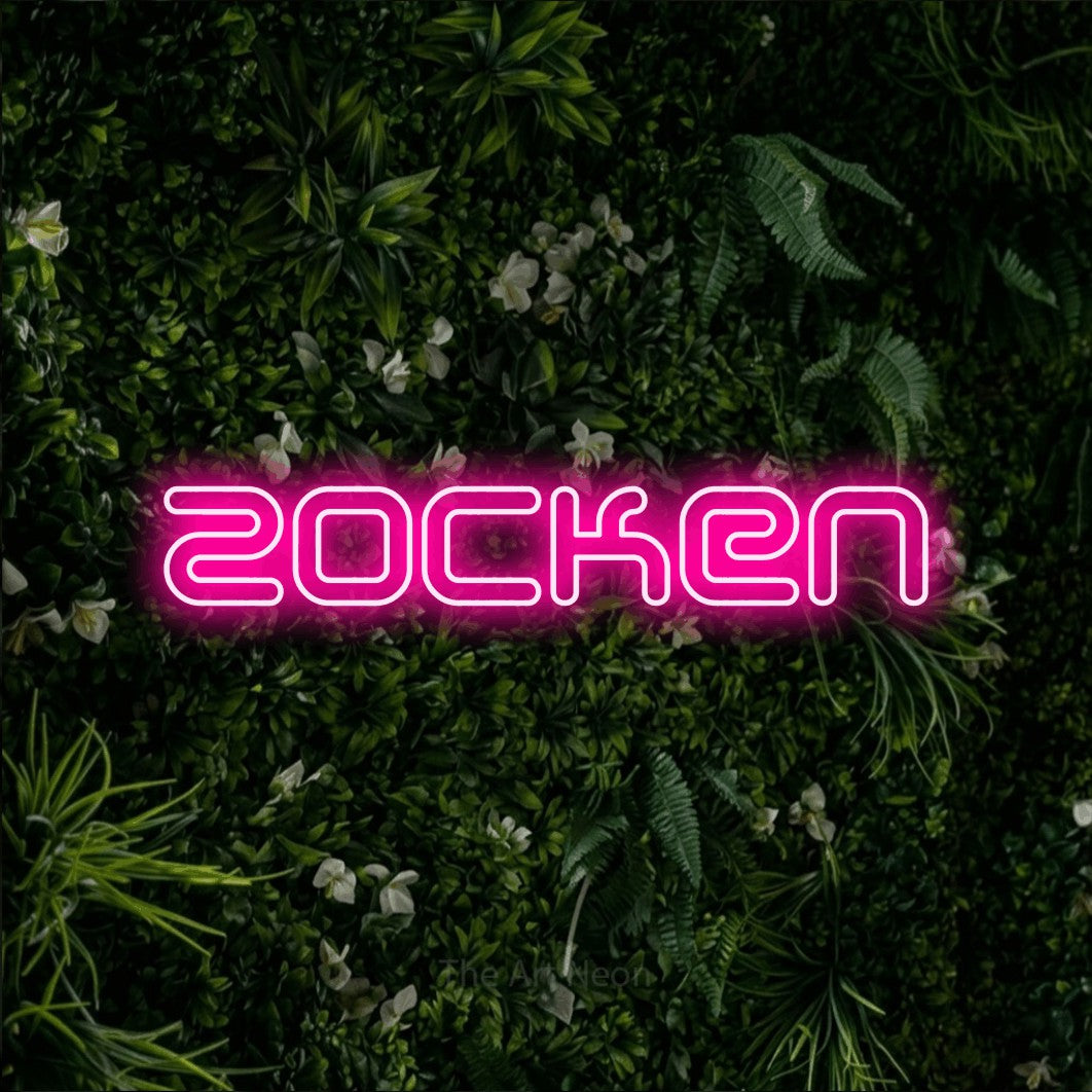 LED neon sign reading “Zocken”, arranged in a single line.