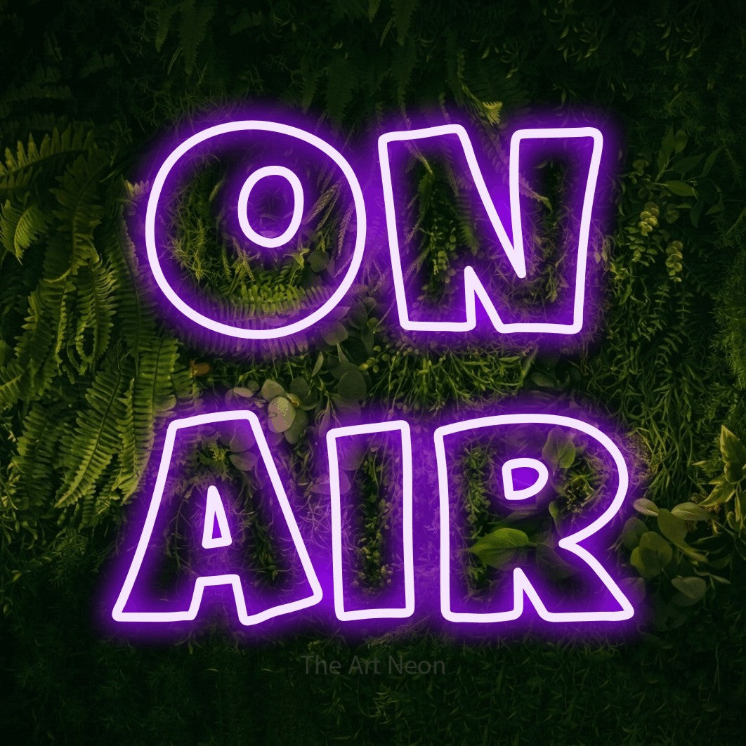LED neon sign reading “on AIR”, arranged in 2 lines.