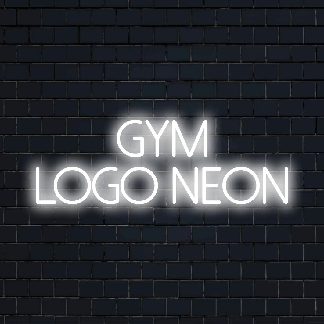 Custom LED neon logo sign with text "Gym Logo Neon"