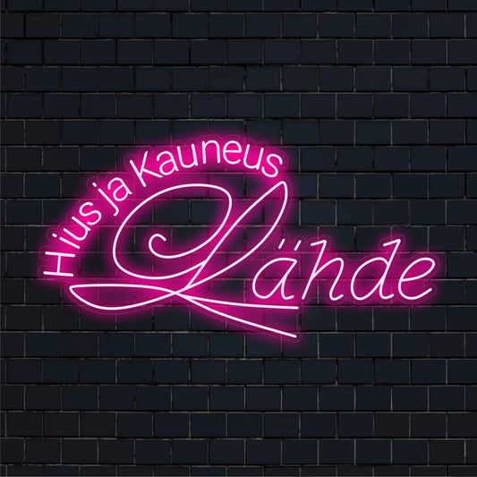 Hius ja Kauneus Lähde – räätälöity LED-neonkyltti