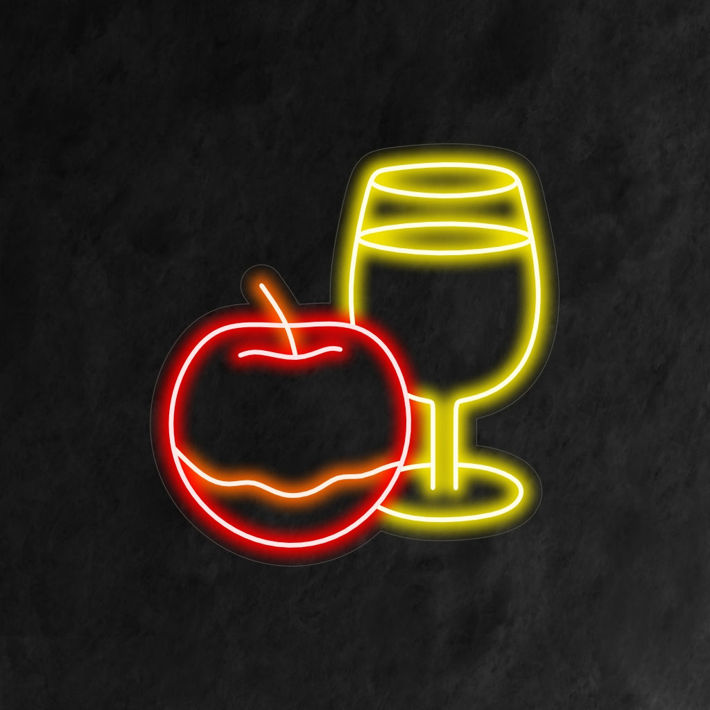 „Gesundes Getränk und Apfel-Neonschild“ – Fördert eine gesundheitsbewusste Atmosphäre, perfekt für Saftbars, Fitnessstudios oder jeden Ort, der einen gesunden und ausgewogenen Lebensstil fördert.