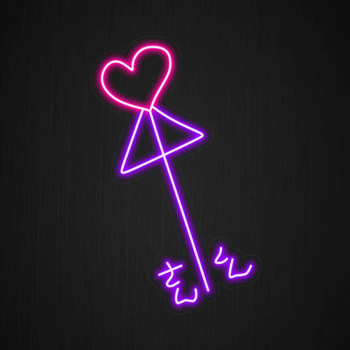 „Herz- und Pfeil-Neonschild“ – Symbolisiert Liebe und Zuneigung, perfekt für Räume, in denen Liebesgeschichten, Hochzeiten oder romantische Atmosphären gefeiert werden.