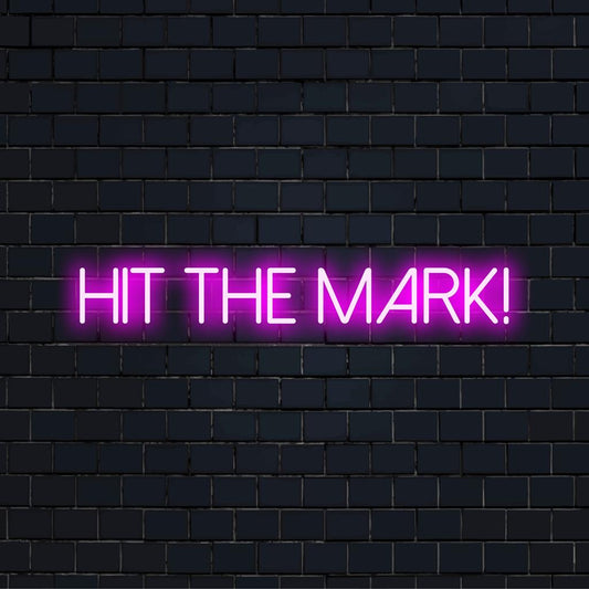 Vibrant and eye-catching Hit The Mark! LED neon sign, perfect for dynamic decor and personalized lighting ambiance.