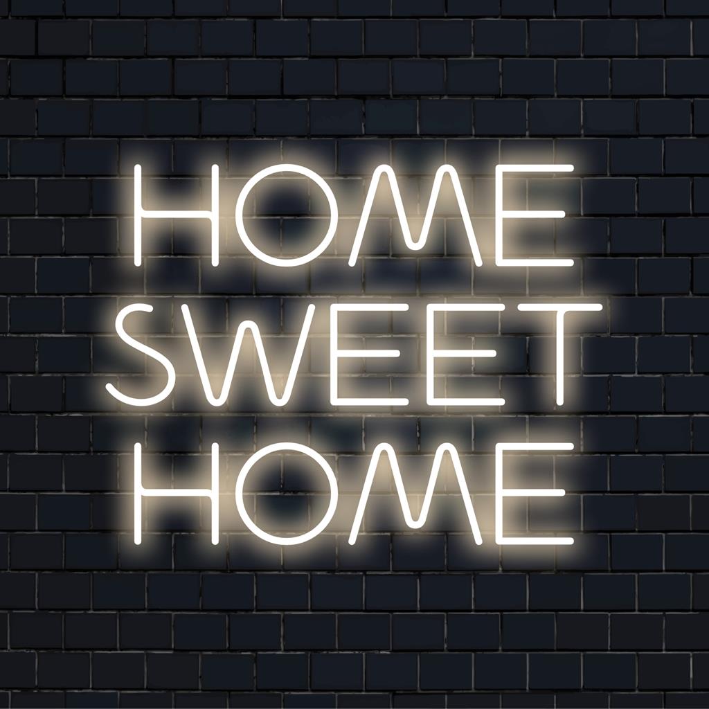 Custom LED neon sign displaying Home Sweet Home in vibrant colors, perfect for adding personalized charm to any space.