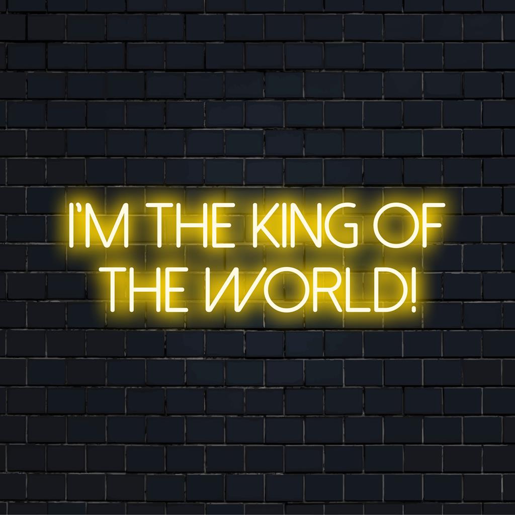 Individuelles LED-Neonschild mit der Aufschrift „Ich bin der König der Welt“! Perfekt für kräftige Neondekoration; verbindet Inspiration und lebendige Lichtkunst.