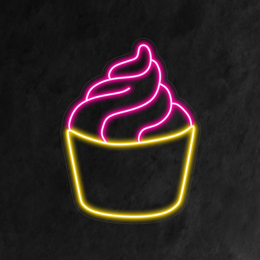 „Eiscreme-Neonschild“ – Eine charmante Ergänzung mit der ikonischen Eistüte, die eine fröhliche und einladende Atmosphäre für alle schafft, die süße Leckereien zu schätzen wissen.