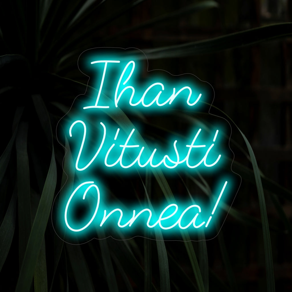 „Ihan Vitusti Onnea! Neon Sign“ – Iloinen ja rohkaiseva lis��ys juhlatiloihin, v��litt���� vilpit��nt�� onnittelua hehkuvan neonvalonsa kera.