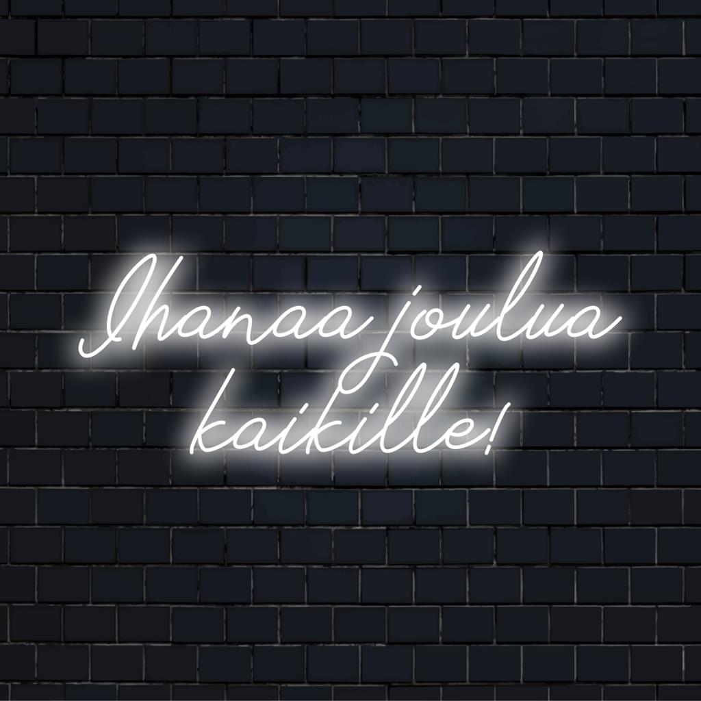 Festive 'Ihanaa Joulua Kaikille!' LED neon sign, perfect holiday decor, custom neon art, brightens any space, adds warmth.