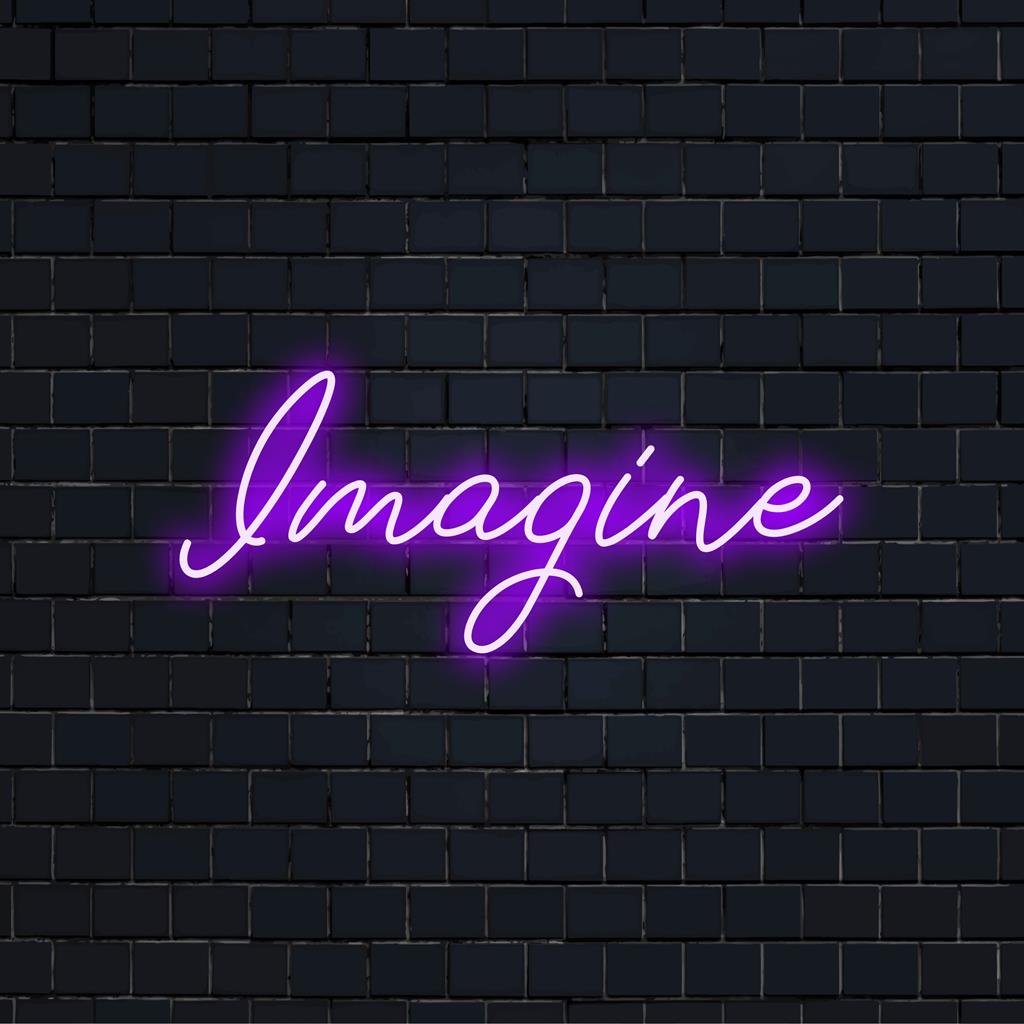 Vibrant LED neon sign from Imagine, perfect for personalized wall decor and creative light design. Custom craftsmanship.