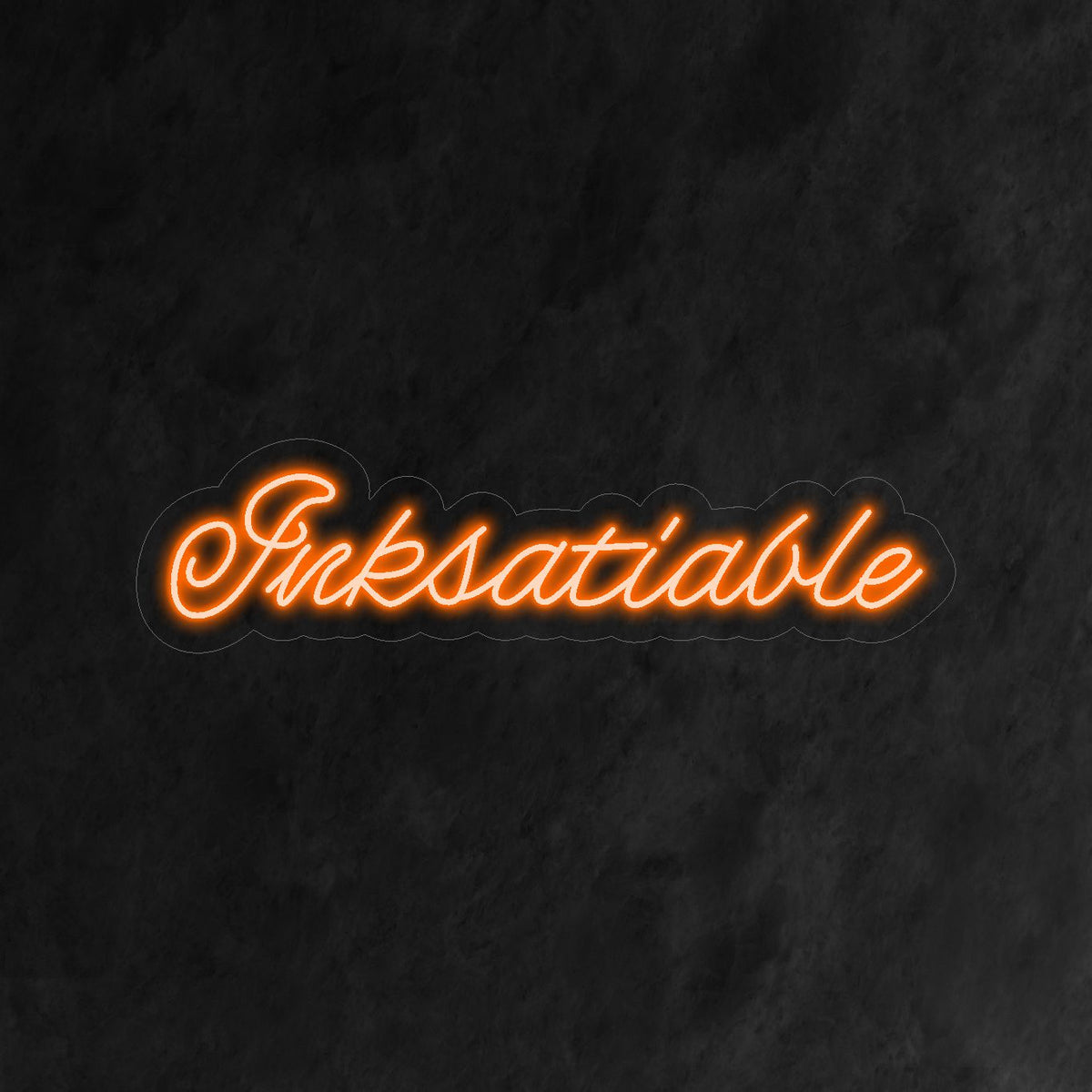 "Inksatiable Neon Sign" – Entfesseln Sie Ihre Kreativität mit diesem ausgefallenen Neonlicht, perfekt für Tattoo- und Piercingstudios. Das lebendige Design verleiht Ihrem Raum eine coole und künstlerische Atmosphäre.