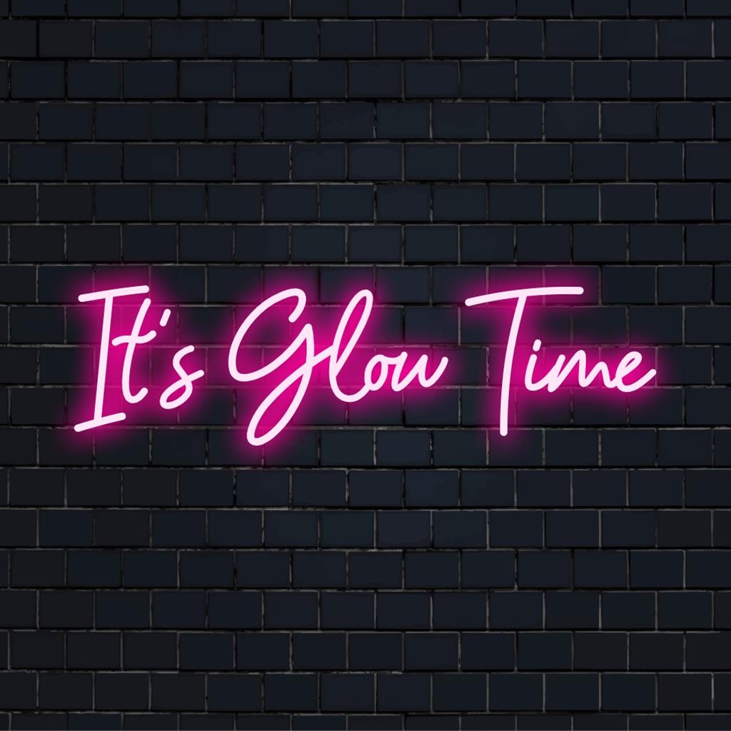 Individuelles LED-Neonschild mit der Aufschrift „It's Glow Time“ und strahlendem Schriftzug, perfekte Neonlichtdekoration für jeden Raum.