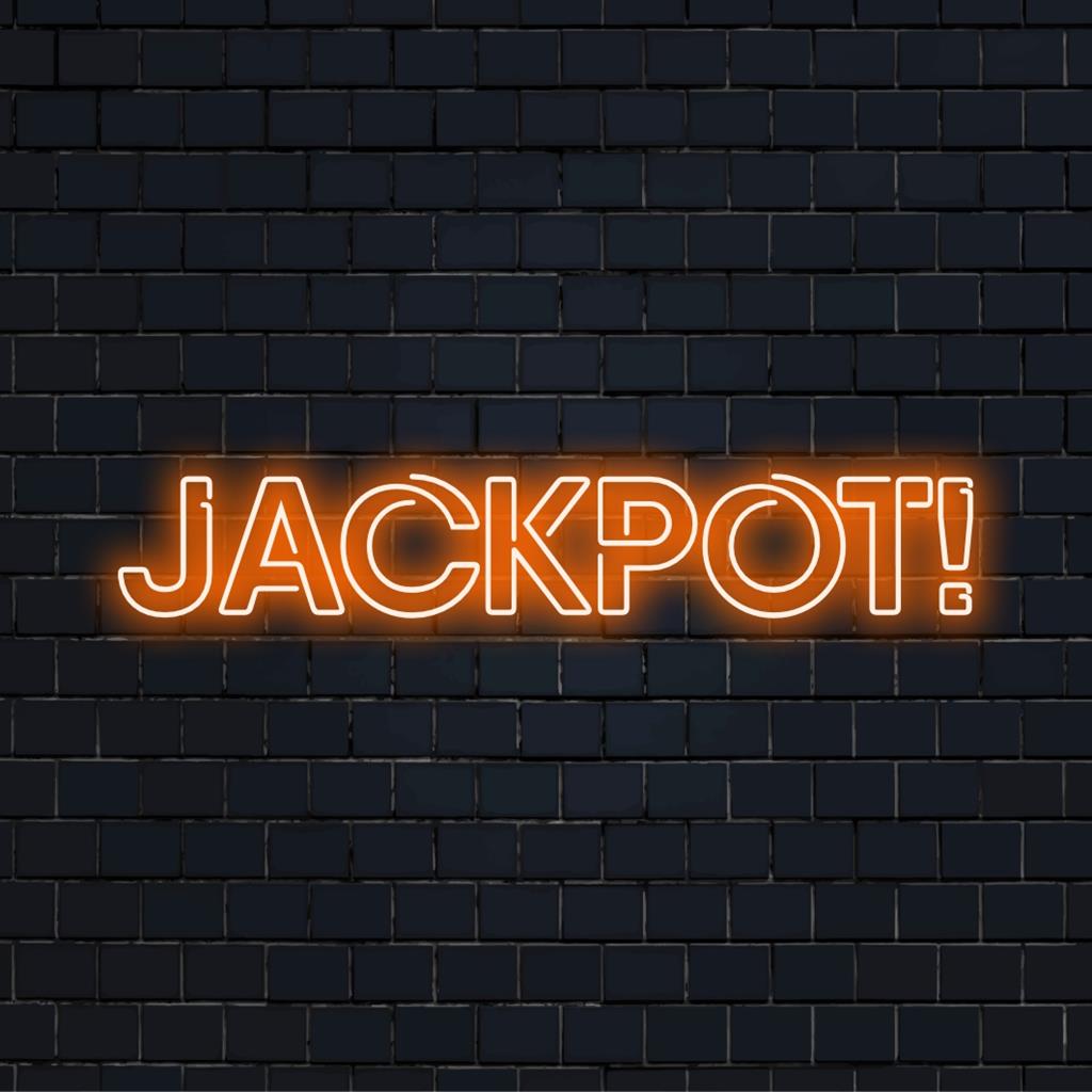 Custom LED neon sign with unique Jackpot! energy, perfect for vibrant wall decor and neon art enthusiasts.