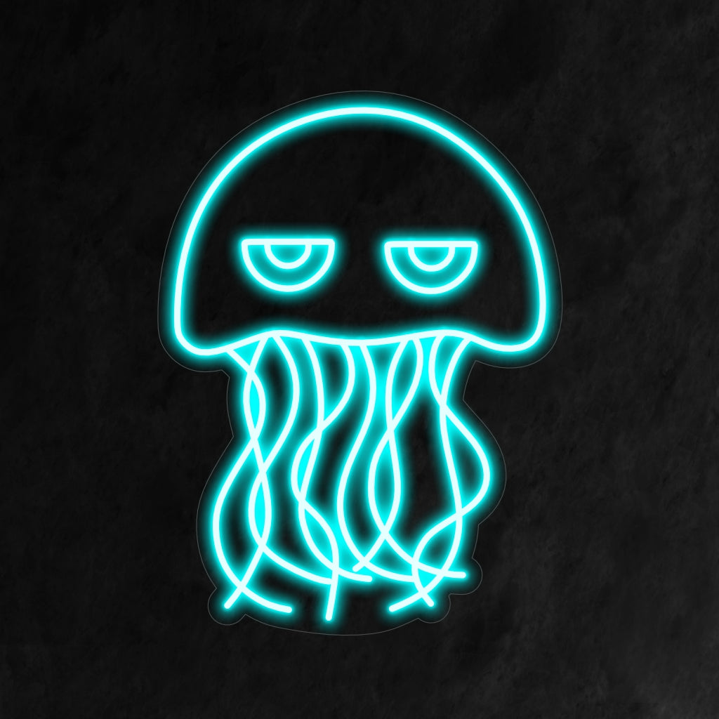 „Quallen-Neonschild“ – Erhellen Sie Ihren Raum mit der ruhigen Schönheit einer leuchtenden Qualle und verleihen Sie Ihrer Umgebung einen Hauch von Unterwasser-Ruhe.