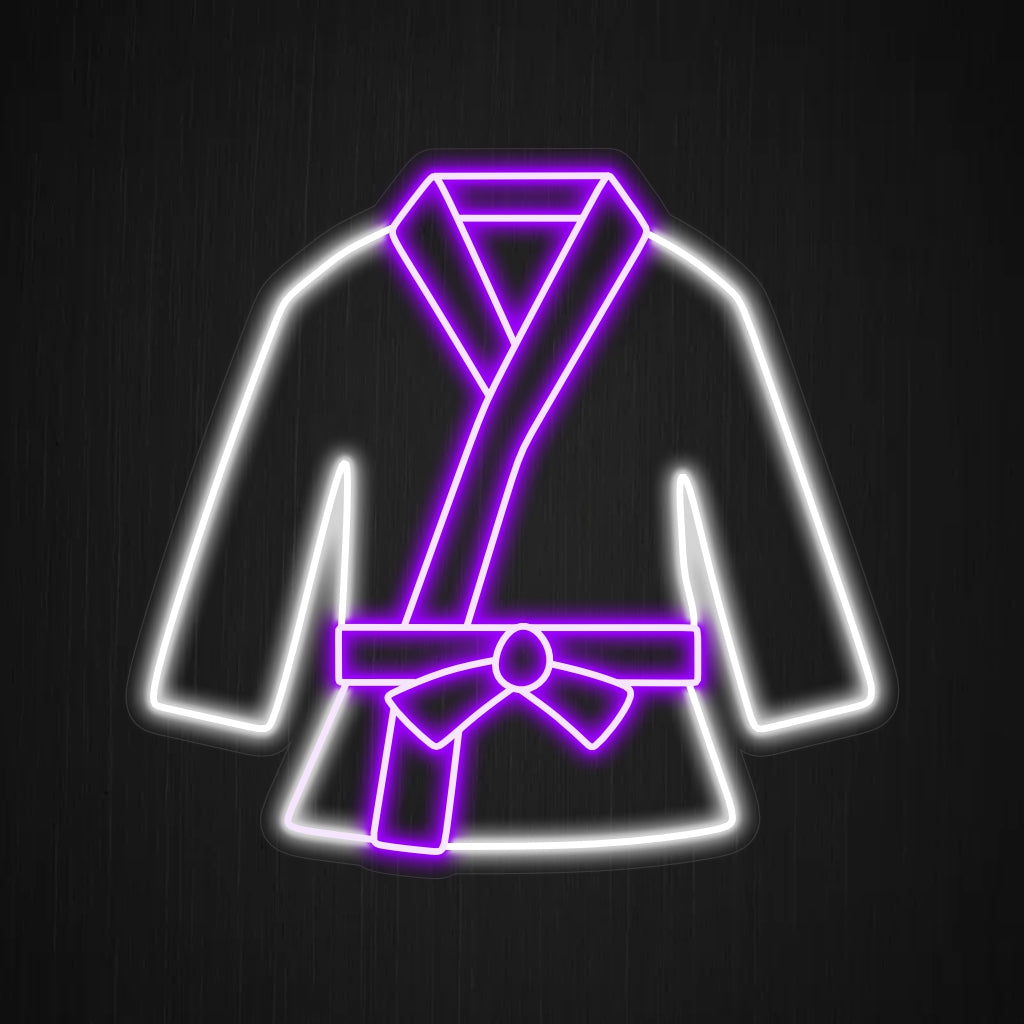 „Judo-Uniform-Neonschild“ – Erleuchten Sie Ihren Raum mit dem kraftvollen Symbol einer Judo-Uniform, die die Stärke und Disziplin der Kampfkünste widerspiegelt.