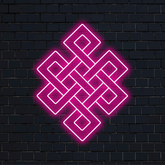 Illuminated karma symbol with a contemporary glow, perfect as striking neon wall art or personalized neon light decor.