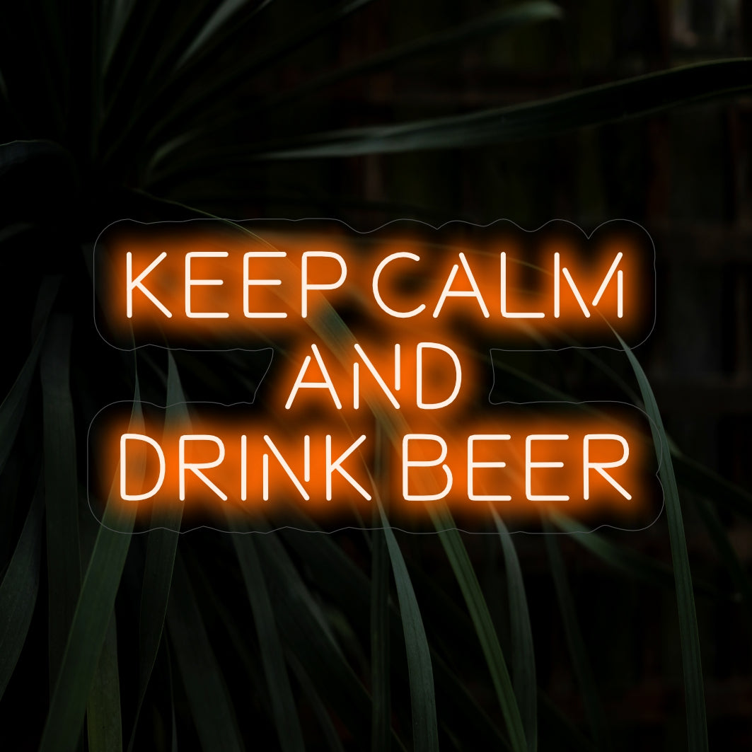 „Keep Calm And Drink Beer Neon Sign“ – Verleihen Sie Ihrem Raum eine entspannte Atmosphäre. Dieses Neonschild strahlt eine entspannte Atmosphäre aus und schafft die perfekte Umgebung zum Entspannen und Genießen Ihres Lieblingsbiers.