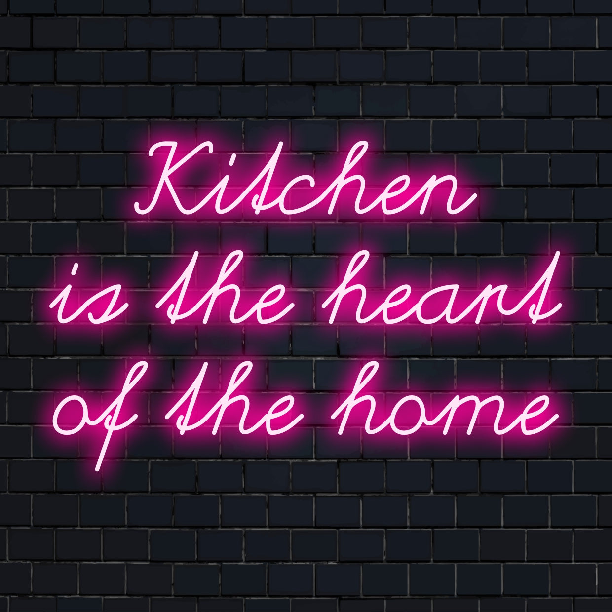 LED-Neonschild mit dem Satz „Die Küche ist das Herz des Hauses“, das Ihrem Raum einen warmen, einladenden Glanz verleiht.